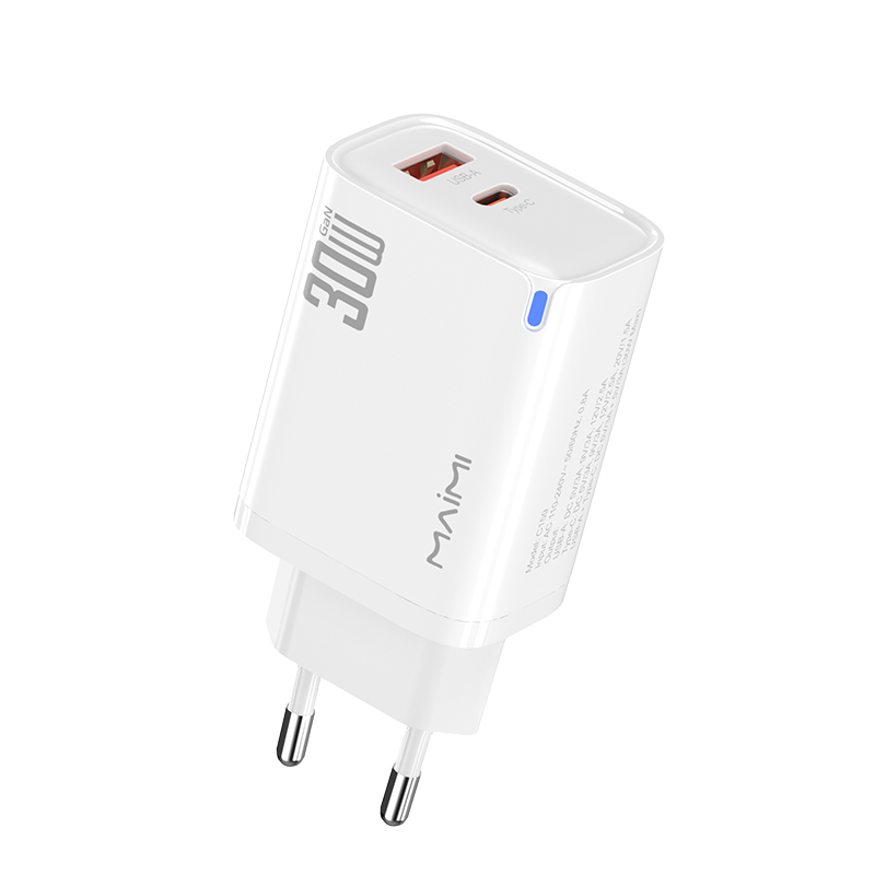 30W PD QC 3.0 EU Fast Charger – Dual-Port USB-C and USB-A Wall Charger
