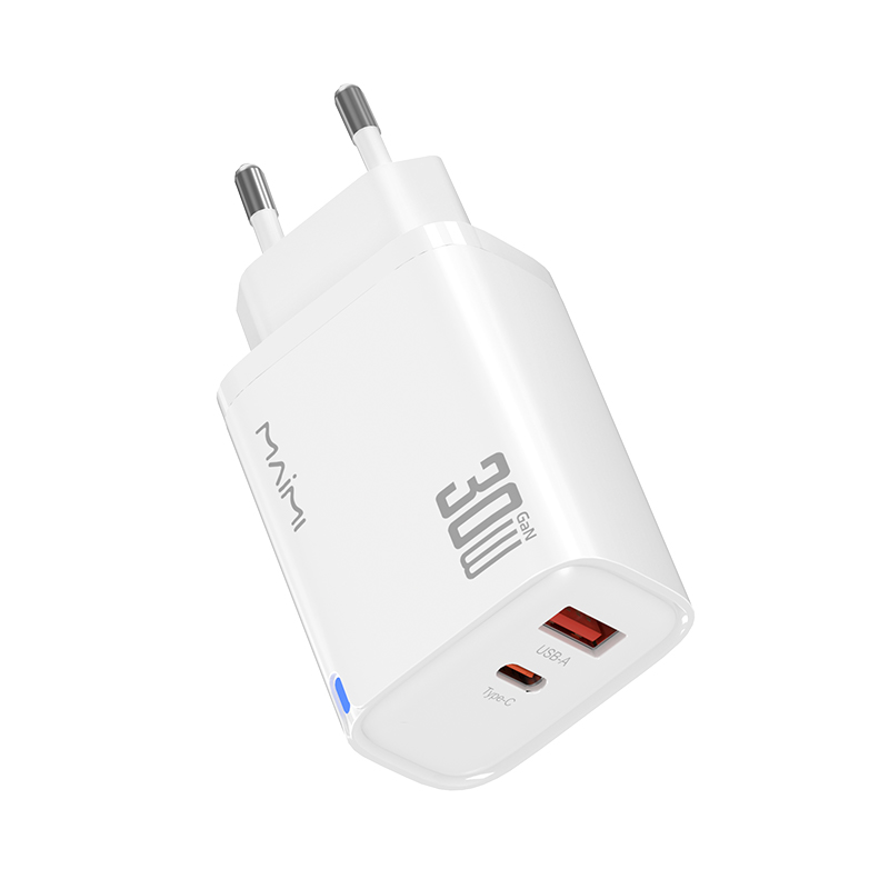 30W PD QC 3.0 EU Fast Charger – Dual-Port USB-C and USB-A Wall Charger