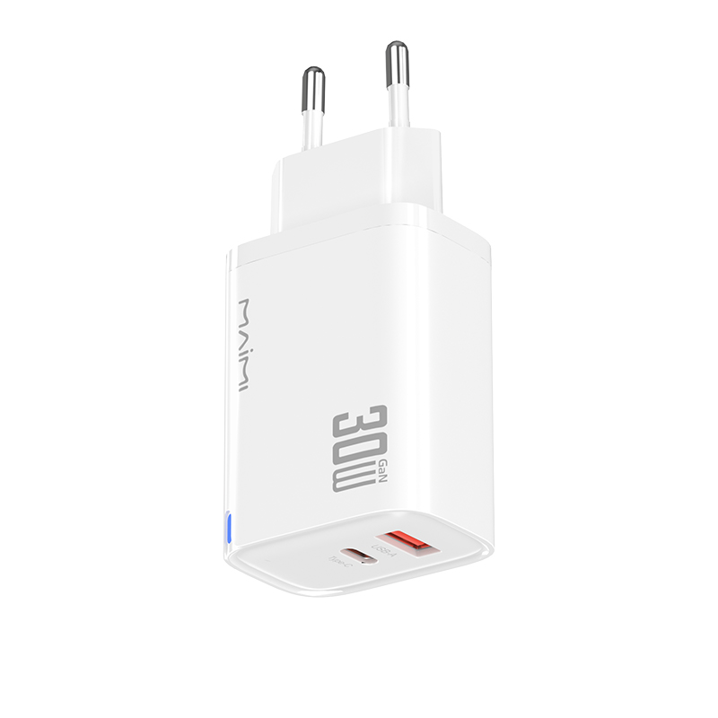 30W PD QC 3.0 EU Fast Charger – Dual-Port USB-C and USB-A Wall Charger